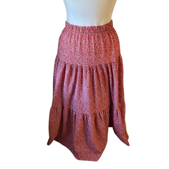 Pink Floral Three Tier Maxi Skirt, Small. Ultra feminine - Picture 4 of 9